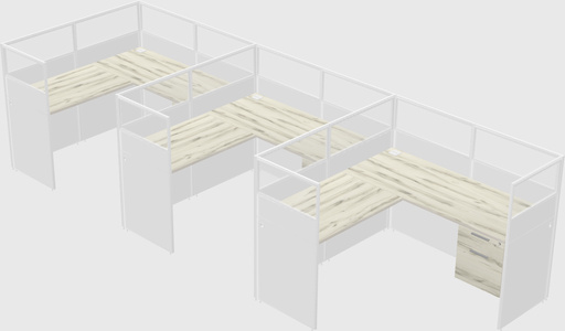 Shared l-shaped cubicle