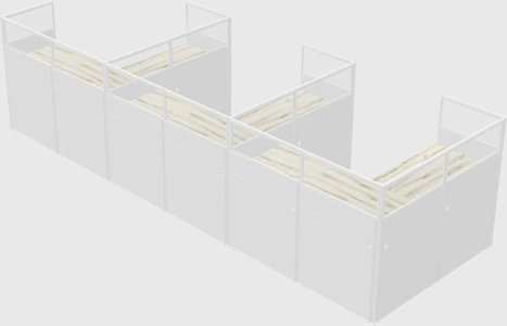 Shared l-shaped cubicle