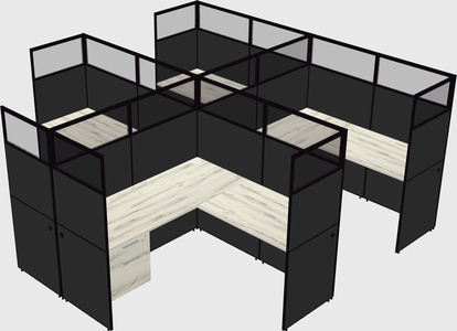 Shared l-shaped cubicle
