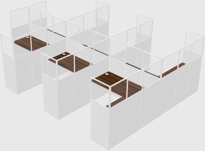 Shared l-shaped cubicle
