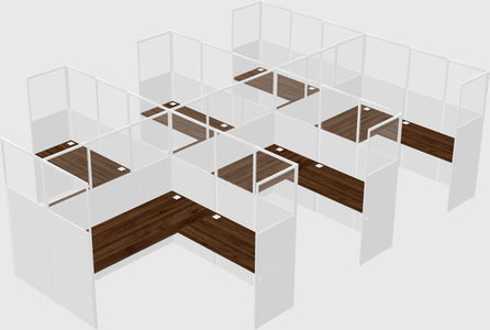 Shared l-shaped cubicle