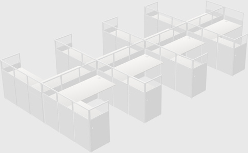 Shared l-shaped cubicle