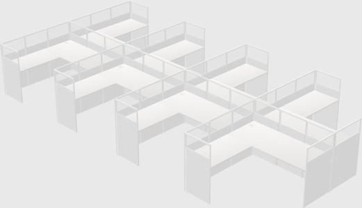 Shared l-shaped cubicle