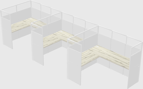 Shared l-shaped cubicle