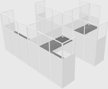 Shared l-shaped cubicle