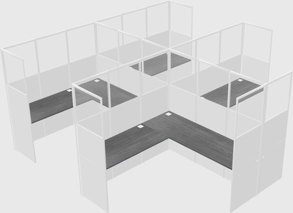 Shared l-shaped cubicle