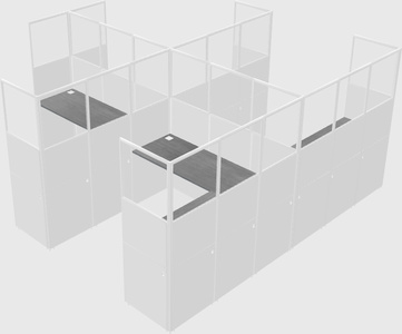 Shared l-shaped cubicle