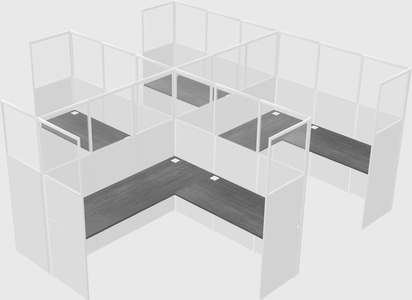 Shared l-shaped cubicle