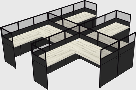 Shared l-shaped cubicle