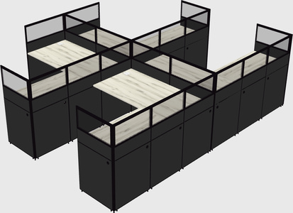 Shared l-shaped cubicle