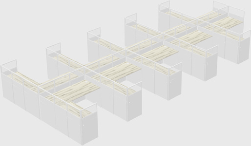 Shared l-shaped cubicle