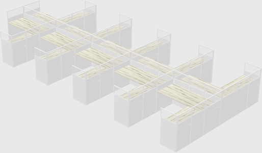 Shared l-shaped cubicle