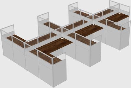 Shared l-shaped cubicle