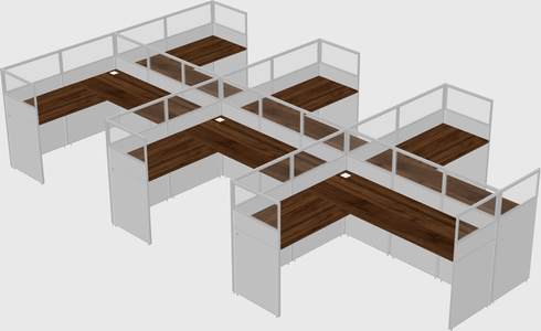 Shared l-shaped cubicle