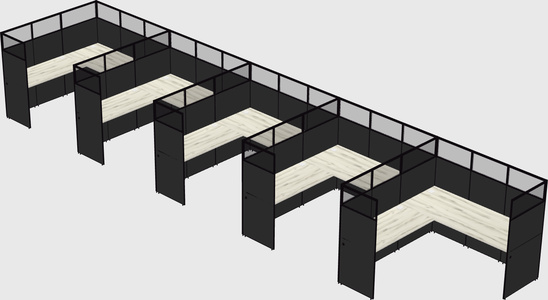Shared l-shaped cubicle