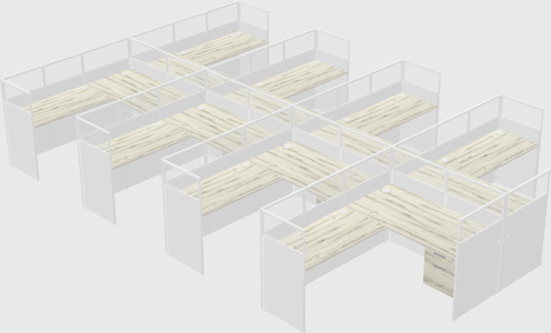 Shared l-shaped cubicle