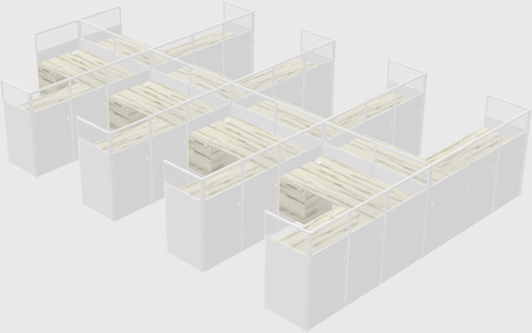 Shared l-shaped cubicle