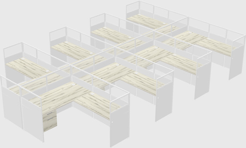Shared l-shaped cubicle