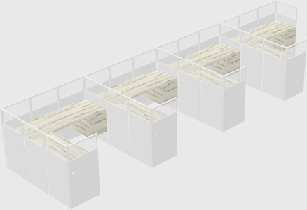Shared l-shaped cubicle