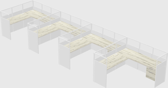 Shared l-shaped cubicle