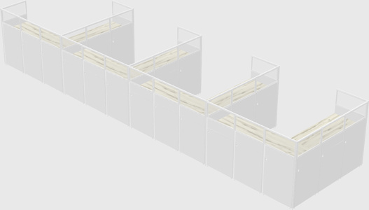 Shared l-shaped cubicle