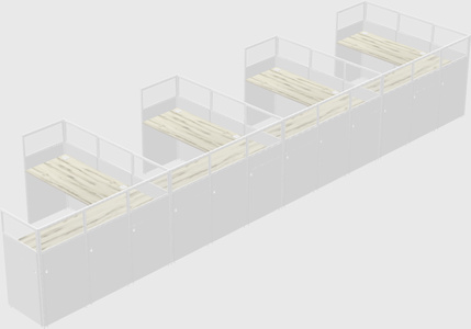 Shared l-shaped cubicle