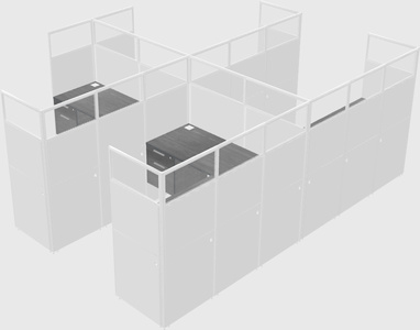 Shared l-shaped cubicle