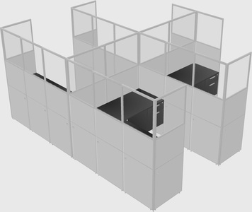 Shared l-shaped cubicle