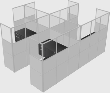 Shared l-shaped cubicle