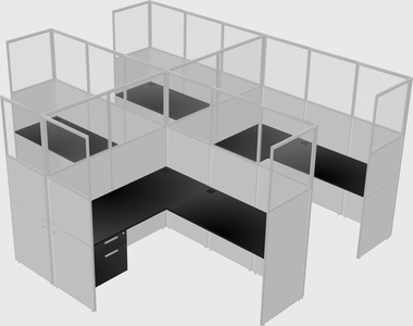 Shared l-shaped cubicle