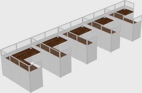 Shared l-shaped cubicle
