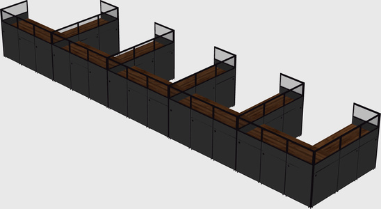 Shared l-shaped cubicle