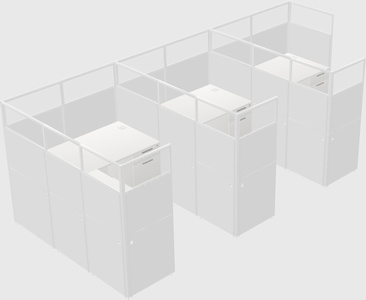 Shared l-shaped cubicle