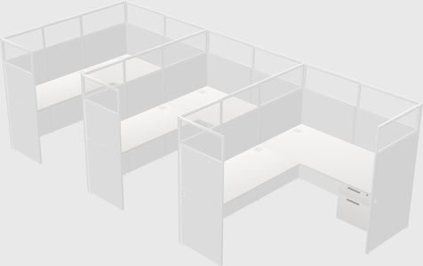 Shared l-shaped cubicle