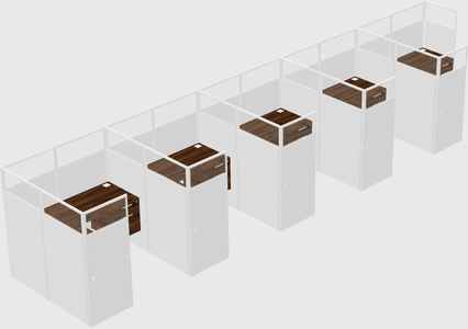 Shared l-shaped cubicle