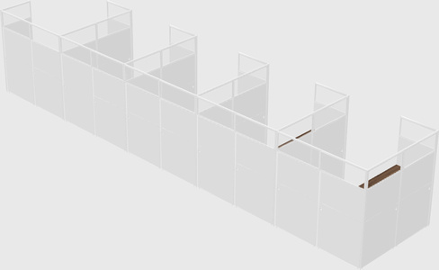 Shared l-shaped cubicle