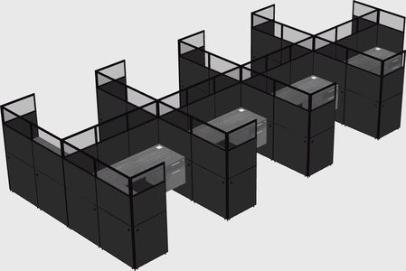 Shared l-shaped cubicle