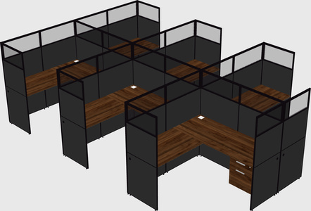 Shared l-shaped cubicle