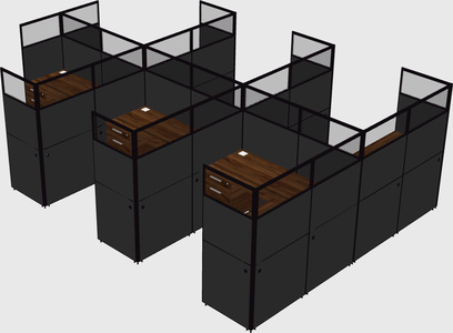 Shared l-shaped cubicle