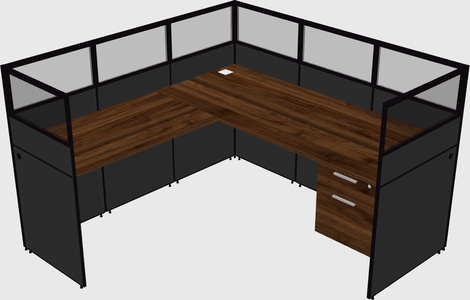 Shared l-shaped cubicle