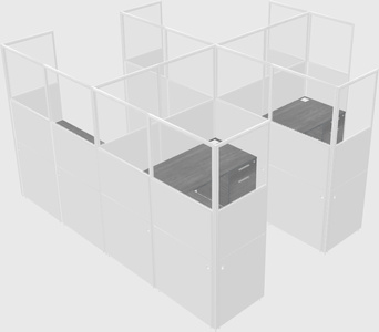 Shared l-shaped cubicle