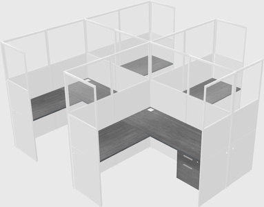 Shared l-shaped cubicle