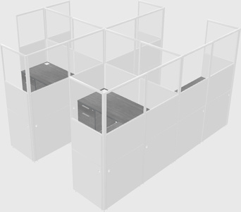 Shared l-shaped cubicle