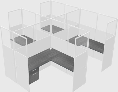 Shared l-shaped cubicle