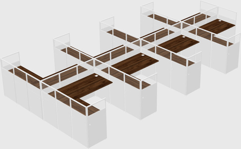 Shared l-shaped cubicle