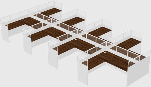 Shared l-shaped cubicle