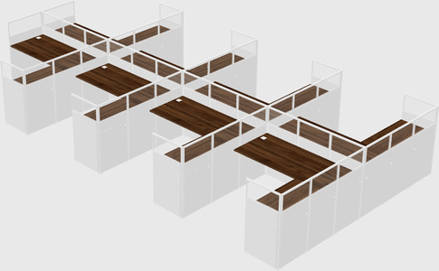 Shared l-shaped cubicle