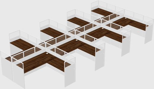 Shared l-shaped cubicle