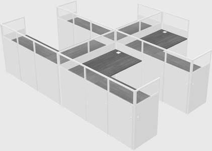 Shared l-shaped cubicle