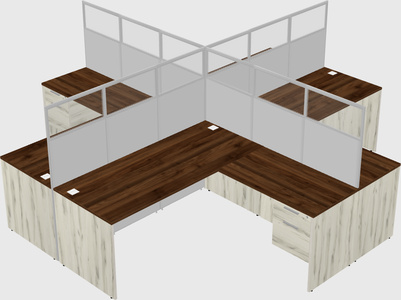 Shared l-shaped cubicles